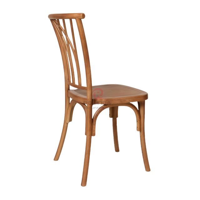 Natural wood color garden wood-grain imitation PP multi-cross bistro cross back chair