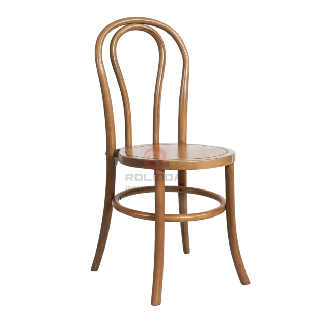 PP wood-colored garden party outdoor faux wood grain double N backrest thonet chair