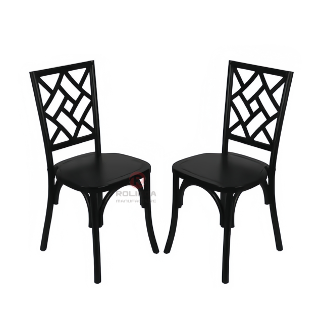 PP Black garden Party outdoor wood-grain Brooklyn Mosaic backrest chair