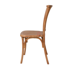 Natural wood color garden wood-grain imitation PP multi-cross bistro cross back chair