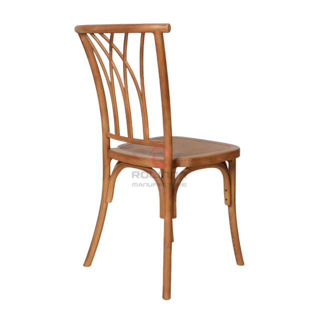 Natural wood color garden wood-grain imitation PP multi-cross bistro cross back chair