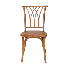 Natural wood color garden wood-grain imitation PP multi-cross bistro cross back chair