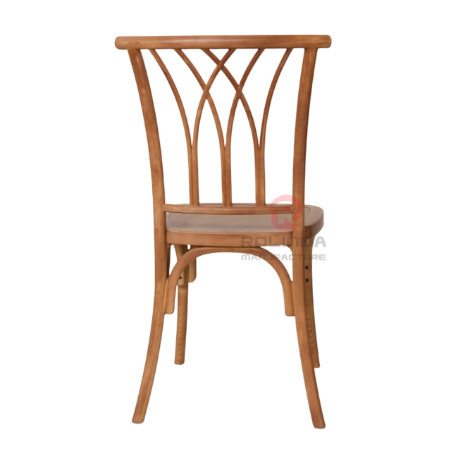 Natural wood color garden wood-grain imitation PP multi-cross bistro cross back chair