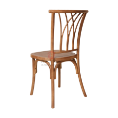 Natural wood color garden wood-grain imitation PP multi-cross bistro cross back chair