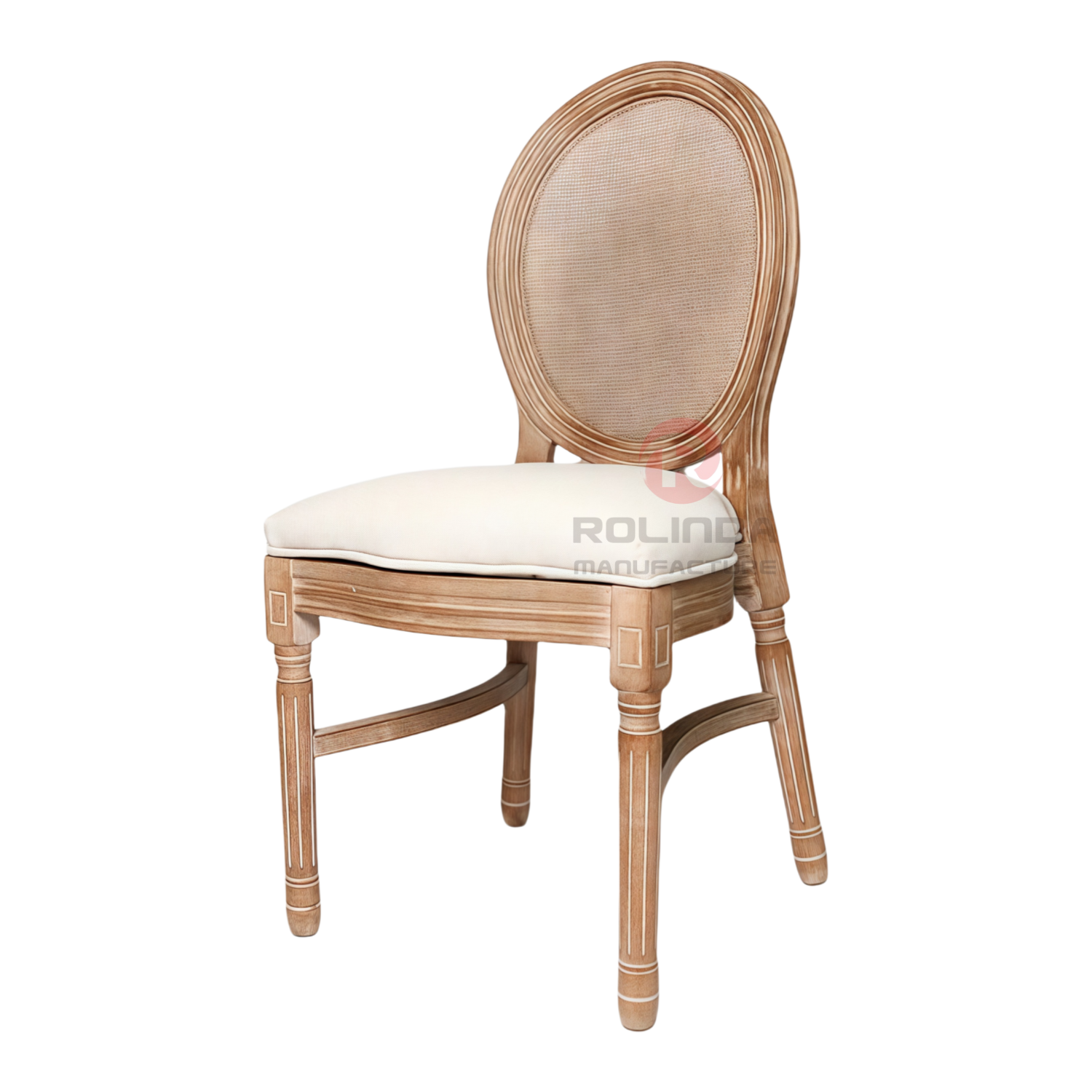 Wood-grain imitation PP wood-color spray-painted party Louis grid backrest chair
