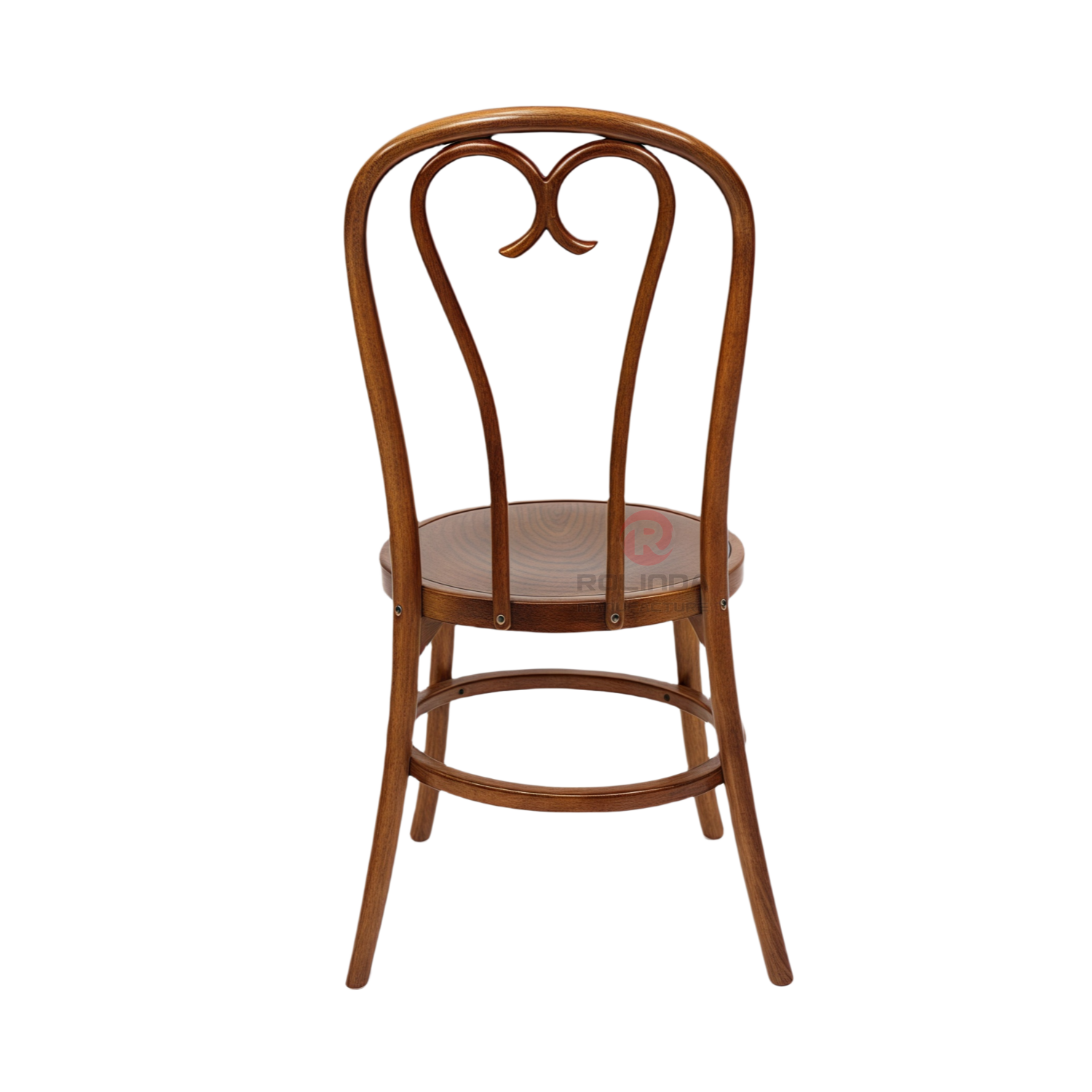 PP wood grain imitation garden bistro dark round base heart-shaped backrest thonet chair
