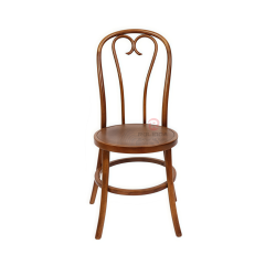 PP wood grain imitation garden bistro dark round base heart-shaped backrest thonet chair