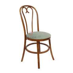 PP wood grain imitation garden bistro dark round base heart-shaped backrest thonet chair