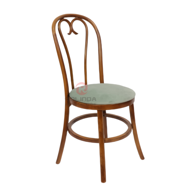 PP wood grain imitation garden bistro dark round base heart-shaped backrest thonet chair