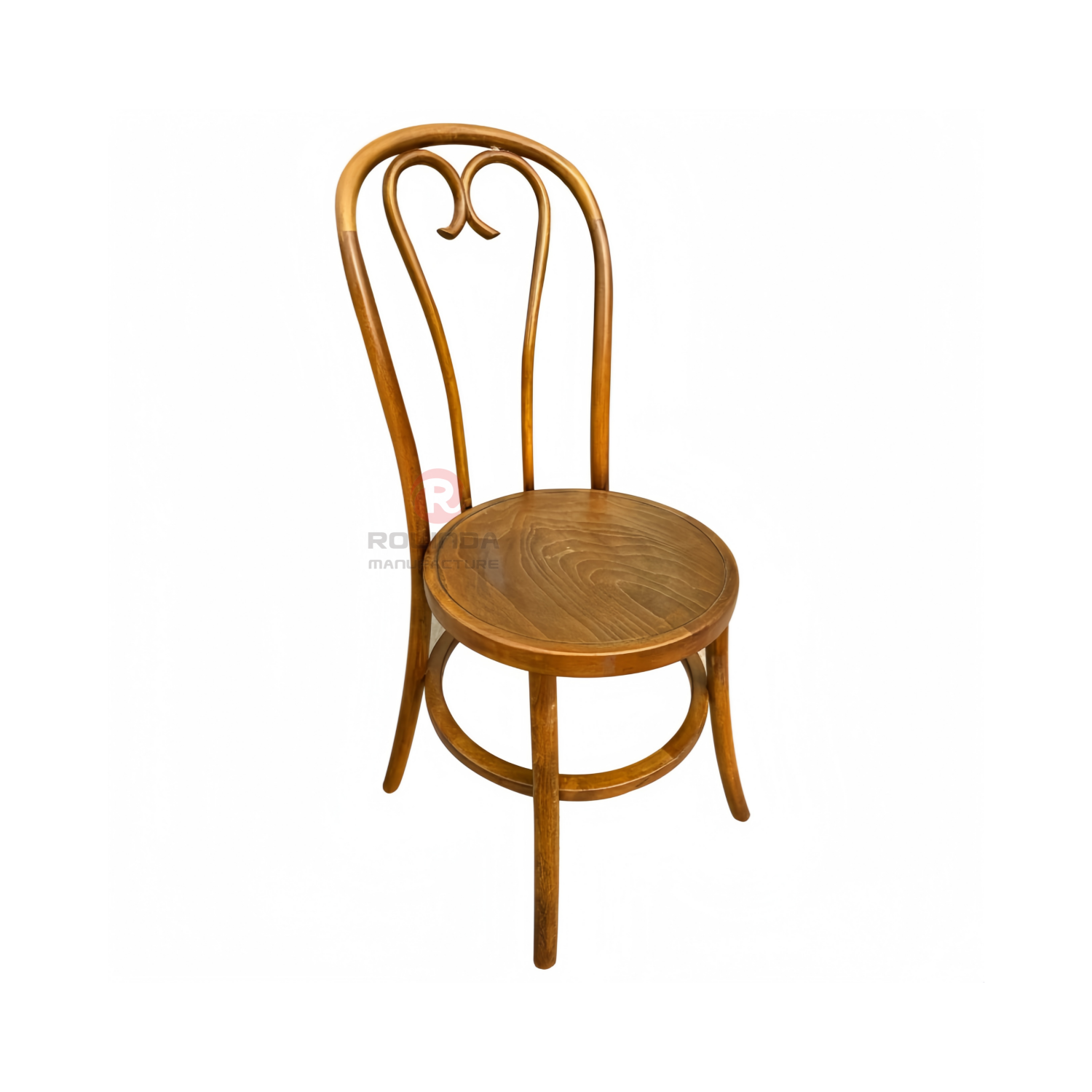 PP wood grain imitation garden bistro dark round base heart-shaped backrest thonet chair