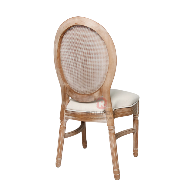 Wood-grain imitation PP wood-color spray-painted party Louis grid backrest chair