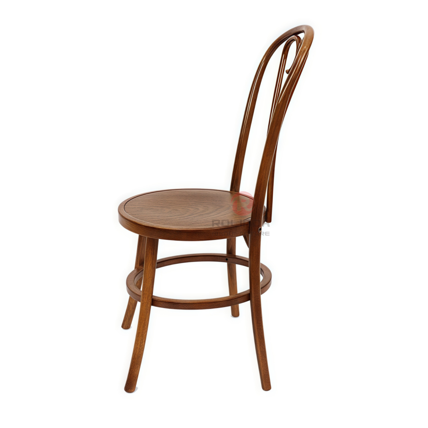 PP wood grain imitation garden bistro dark round base heart-shaped backrest thonet chair