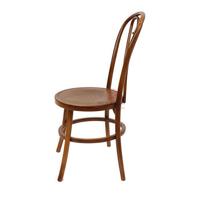 PP wood grain imitation garden bistro dark round base heart-shaped backrest thonet chair