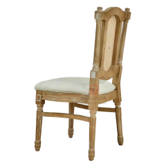 Wood-colored spray-painted hotel wedding stackable PP imitation wood grain soft padded Louis chair
