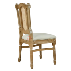 Wood-colored spray-painted hotel wedding stackable PP imitation wood grain soft padded Louis chair