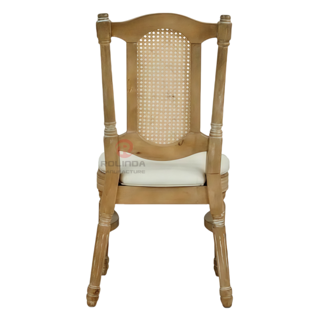 Wood-colored spray-painted hotel wedding stackable PP imitation wood grain soft padded Louis chair