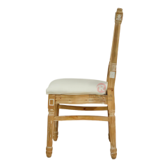 Wood-colored spray-painted hotel wedding stackable PP imitation wood grain soft padded Louis chair