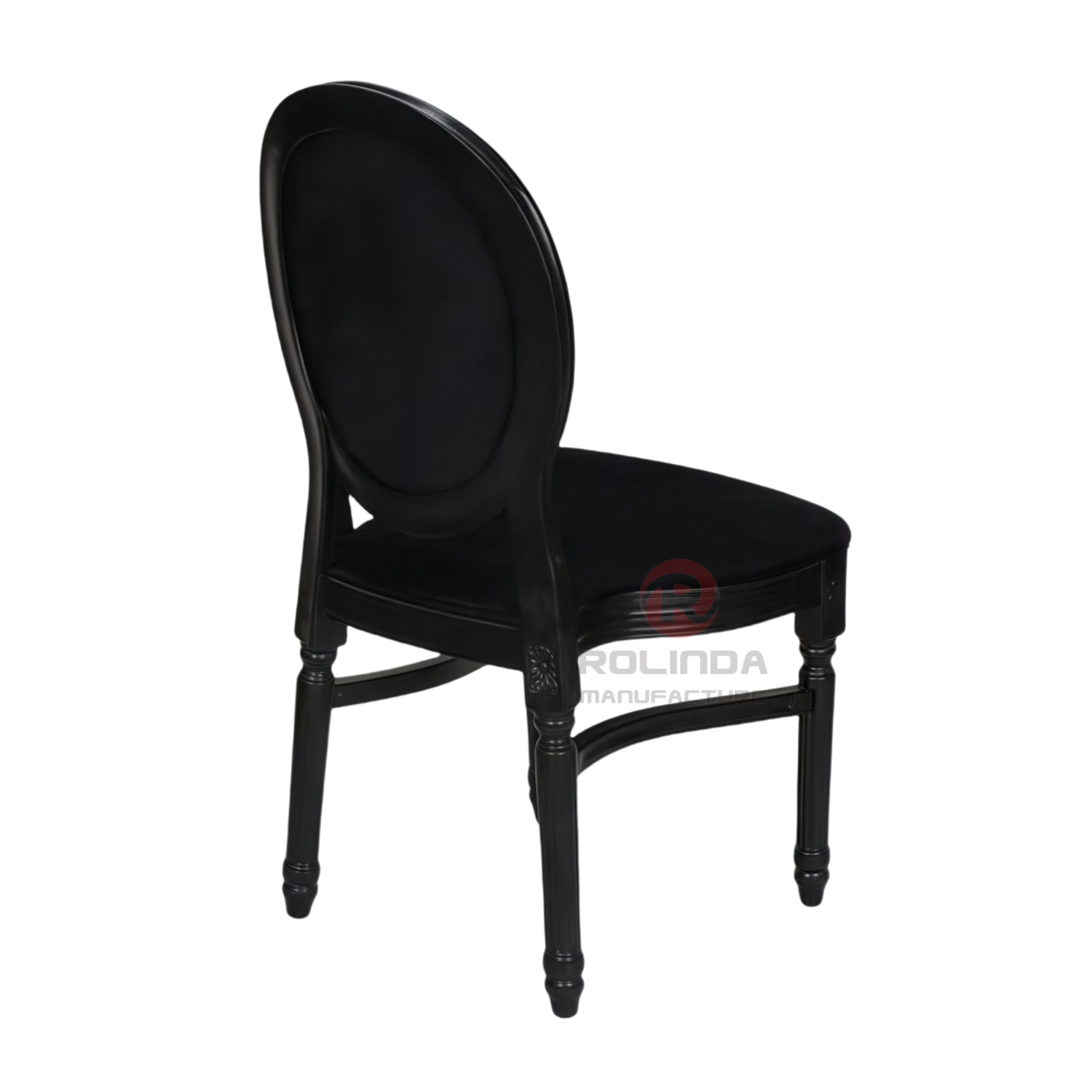 Black spray-painted wedding banquet PP wood-grain soft padded seat cushion oval backrest Louis chair