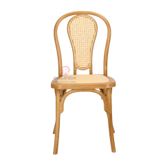 PP wood grain and wood color spray paint double N woven backrest thonet chair