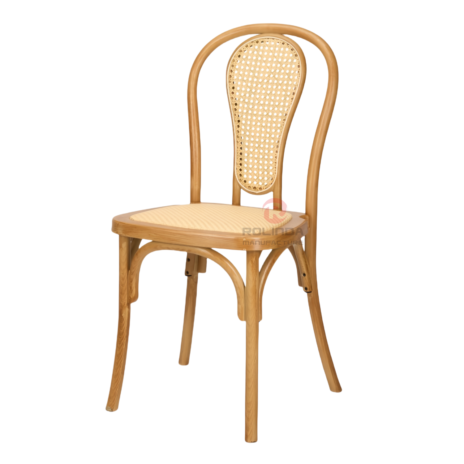 PP wood grain and wood color spray paint double N woven backrest thonet chair
