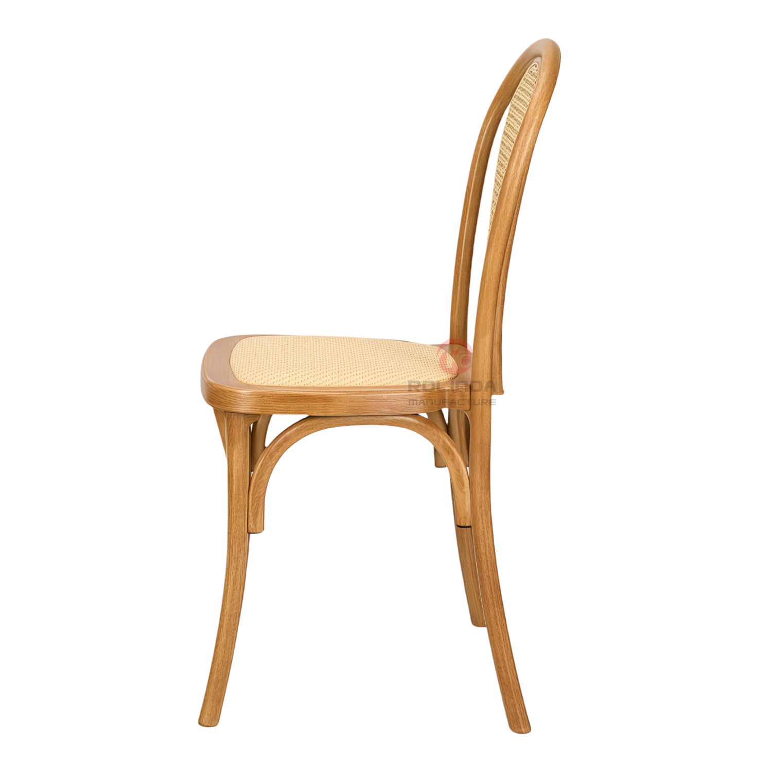 PP wood grain and wood color spray paint double N woven backrest thonet chair