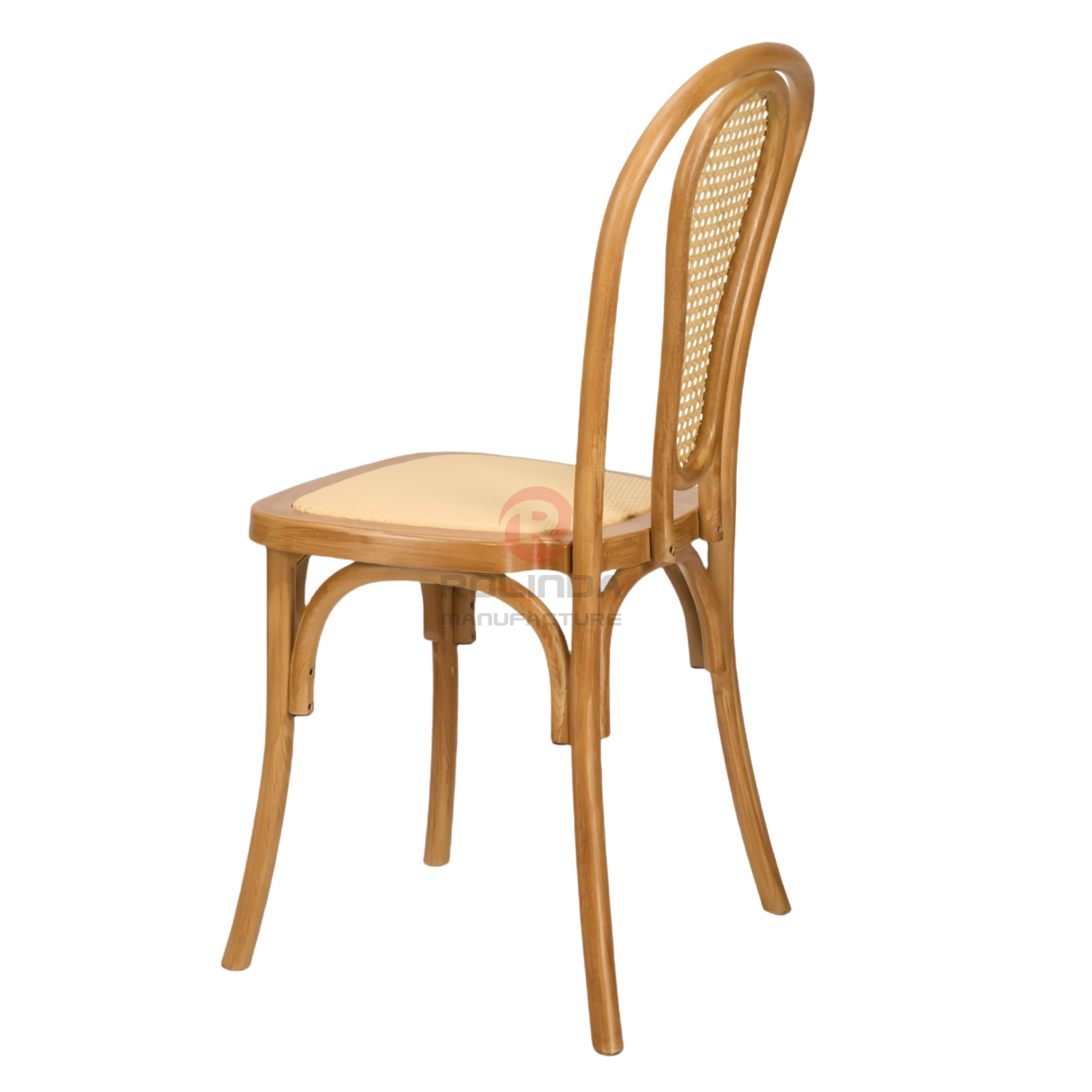 PP wood grain and wood color spray paint double N woven backrest thonet chair