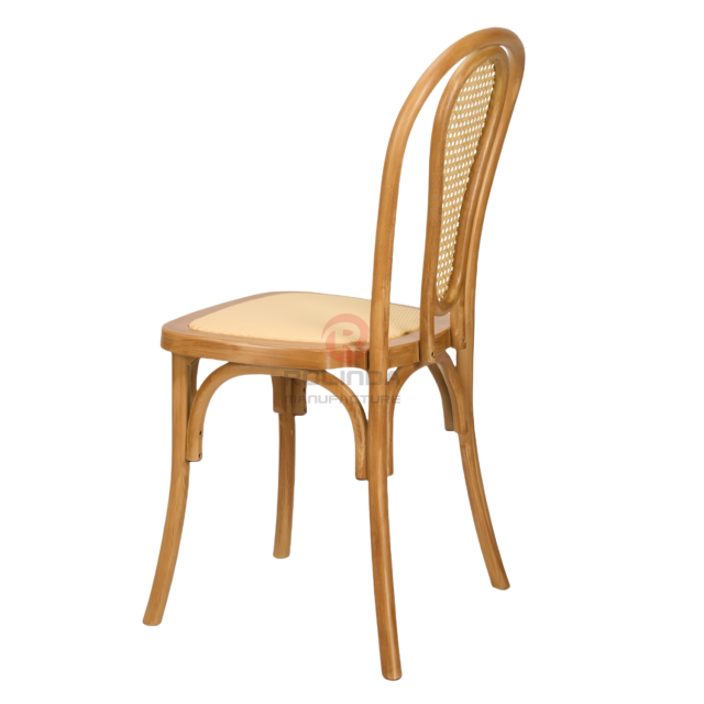 PP wood grain and wood color spray paint double N woven backrest thonet chair