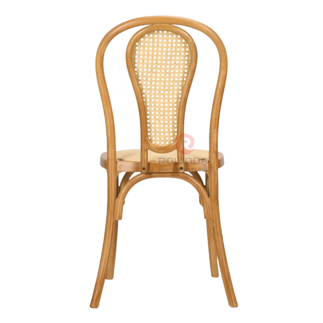PP wood grain and wood color spray paint double N woven backrest thonet chair