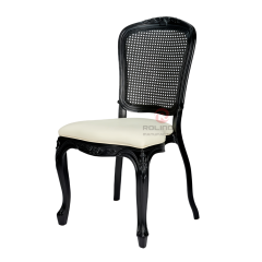 Black frame living room party imitation wood grain PP soft cushion royal chair