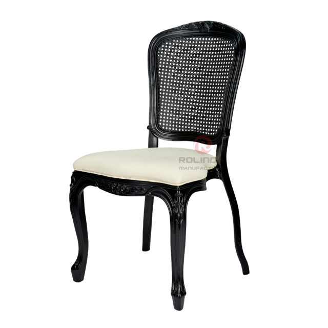 Black frame living room party imitation wood grain PP soft cushion royal chair