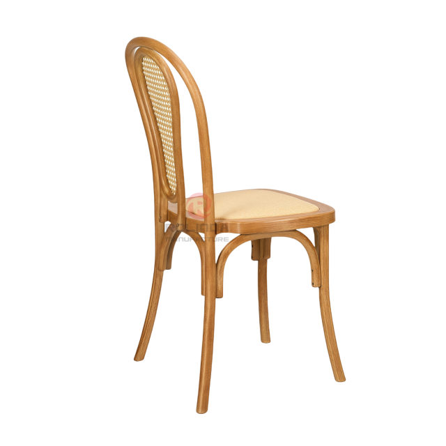 PP wood grain and wood color spray paint double N woven backrest thonet chair