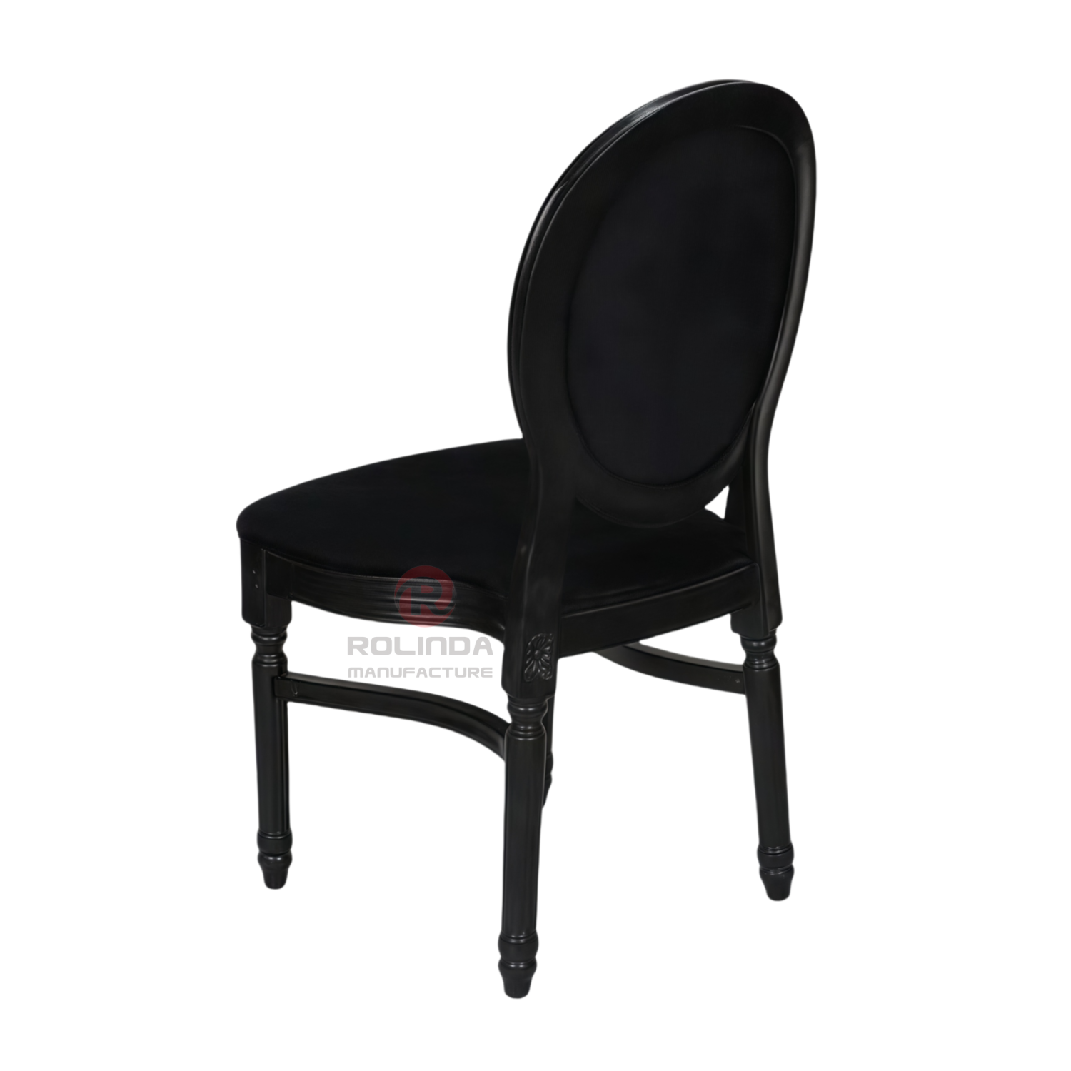 Black spray-painted wedding banquet PP wood-grain soft padded seat cushion oval backrest Louis chair