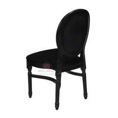 White wood-grain imitation PP wood-color spray-painted soft cushion seat oval backrest Louis chair