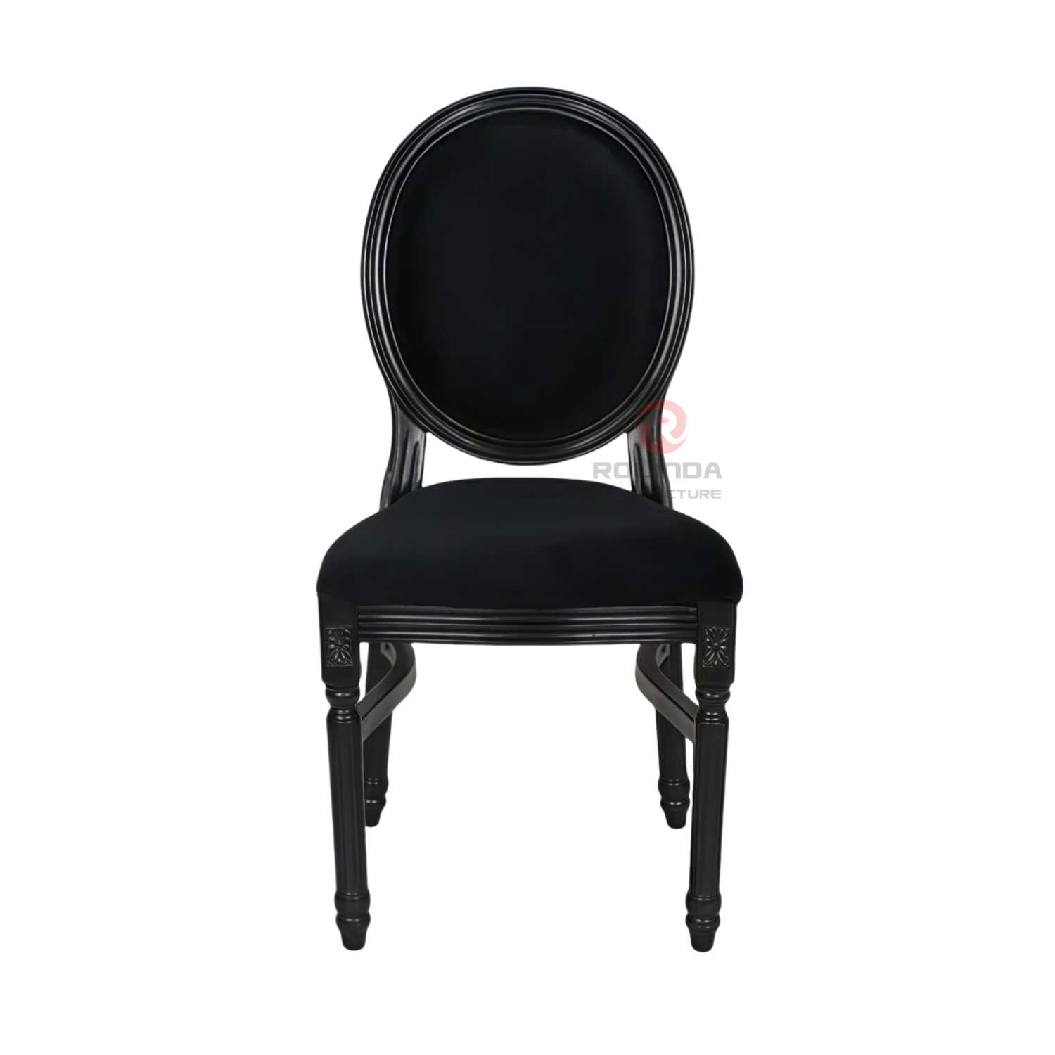 Black spray-painted wedding banquet PP wood-grain soft padded seat cushion oval backrest Louis chair
