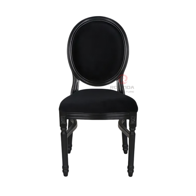 White wood-grain imitation PP wood-color spray-painted soft cushion seat oval backrest Louis chair