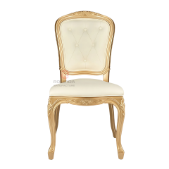 White and gold imitation wood grain PP party royal luxury soft-padded backrest chair