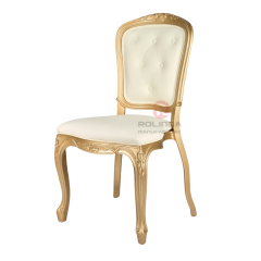 White and gold imitation wood grain PP party royal luxury soft-padded backrest chair