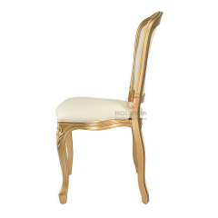 White and gold imitation wood grain PP party royal luxury soft-padded backrest chair