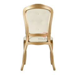 White and gold imitation wood grain PP party royal luxury soft-padded backrest chair