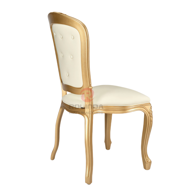 White and gold imitation wood grain PP party royal luxury soft-padded backrest chair