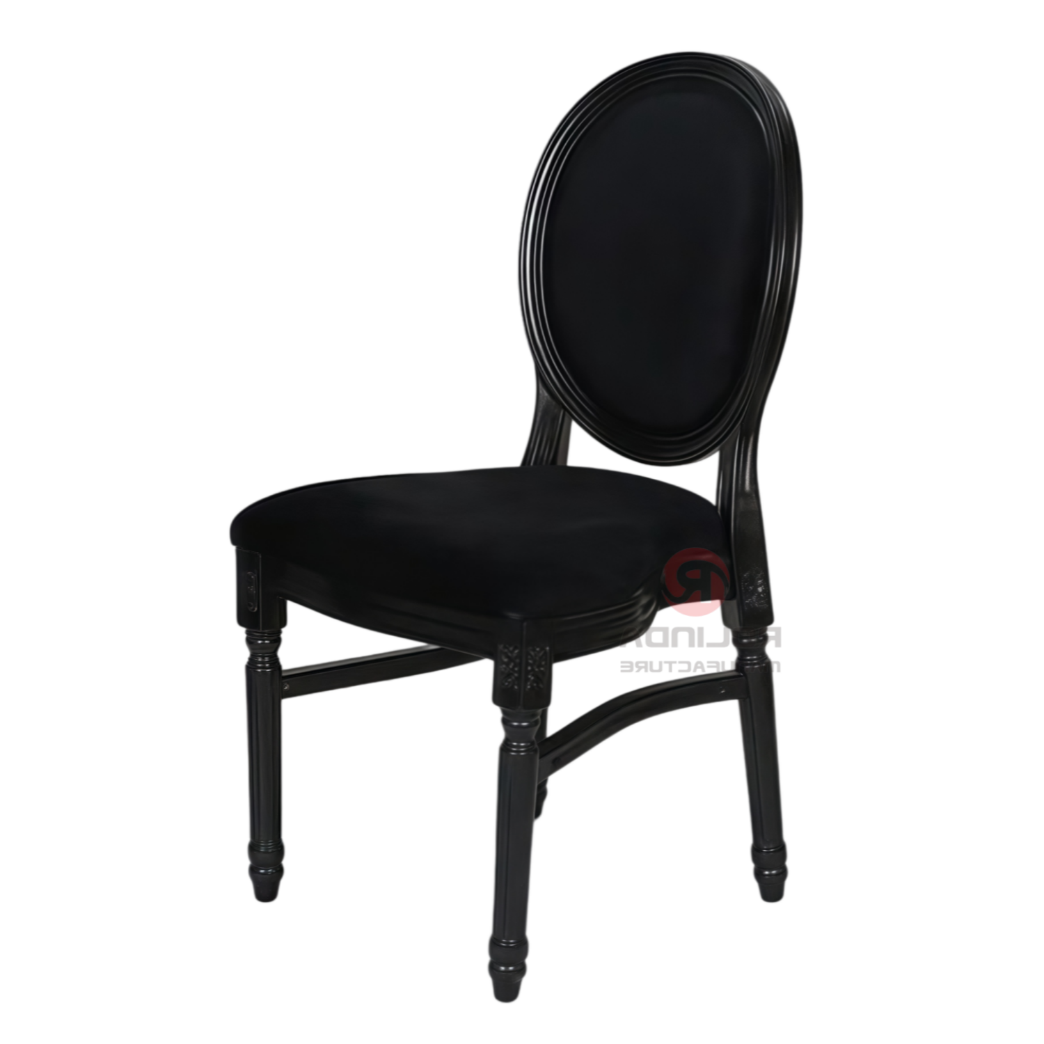 Black spray-painted wedding banquet PP wood-grain soft padded seat cushion oval backrest Louis chair