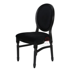 White wood-grain imitation PP wood-color spray-painted soft cushion seat oval backrest Louis chair