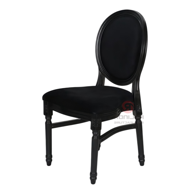 White wood-grain imitation PP wood-color spray-painted soft cushion seat oval backrest Louis chair