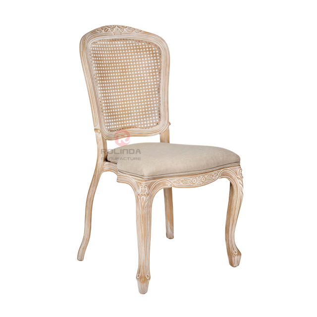 Light wood-colored frame outdoor banquet wood-grain imitation PP soft-padded royal chair