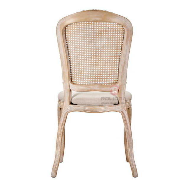 Light wood-colored frame outdoor banquet wood-grain imitation PP soft-padded royal chair