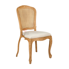 Original wood color PP imitation wood grain royal grid backrest soft-padded seat cushion chair