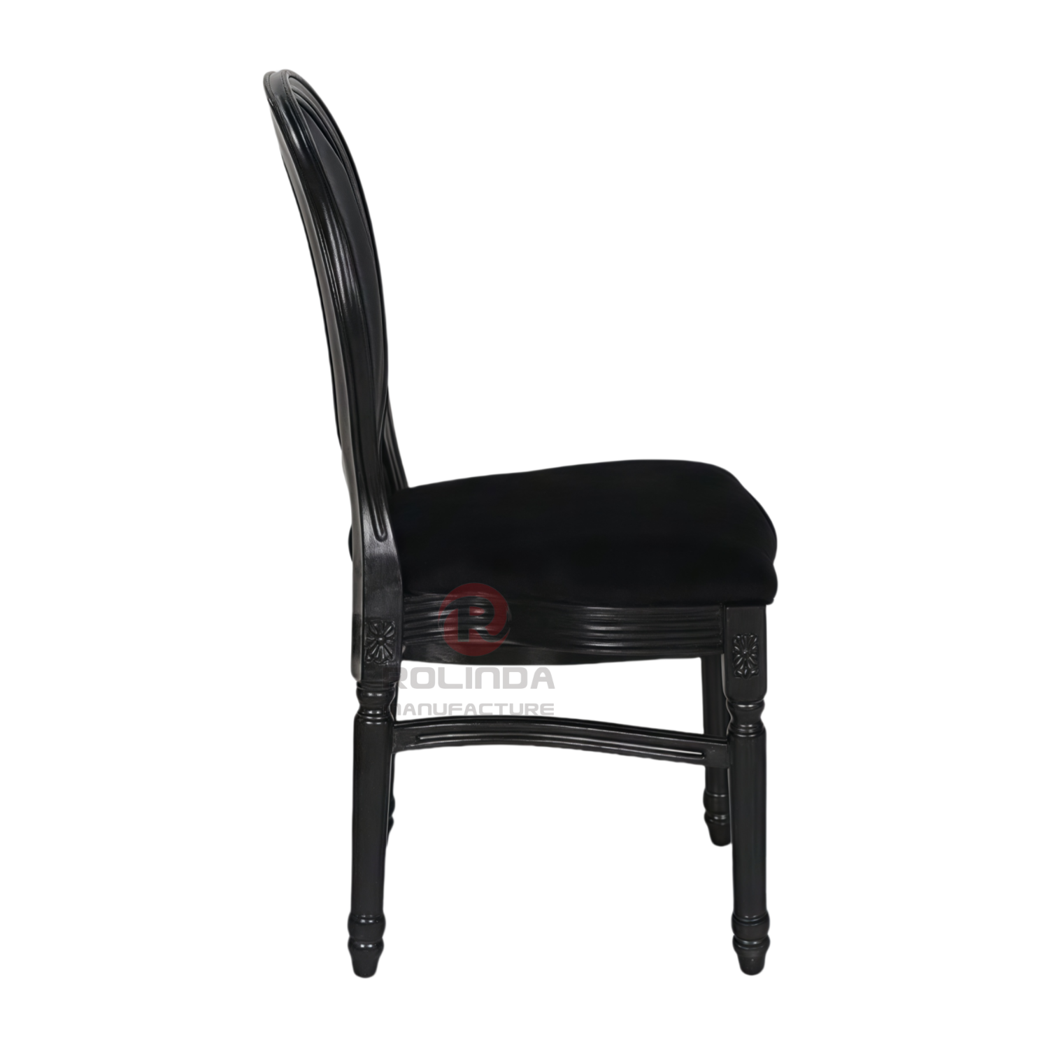 Black spray-painted wedding banquet PP wood-grain soft padded seat cushion oval backrest Louis chair
