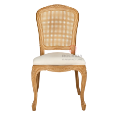 Original wood color PP imitation wood grain royal grid backrest soft-padded seat cushion chair