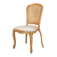 Original wood color PP imitation wood grain royal grid backrest soft-padded seat cushion chair