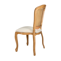 Original wood color PP imitation wood grain royal grid backrest soft-padded seat cushion chair